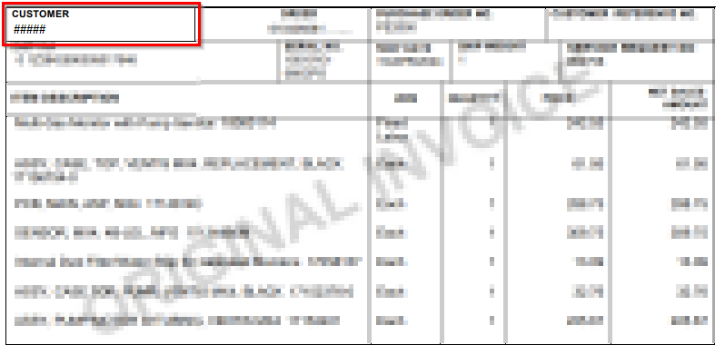 Find Customer Number Invoice Image