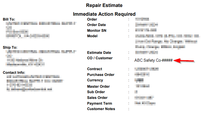 Find Customer Number Repair Estimate Image